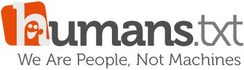 Logo de Humans.txt avec un personnage stylisé et le texte 'We Are People, Not Machines'.