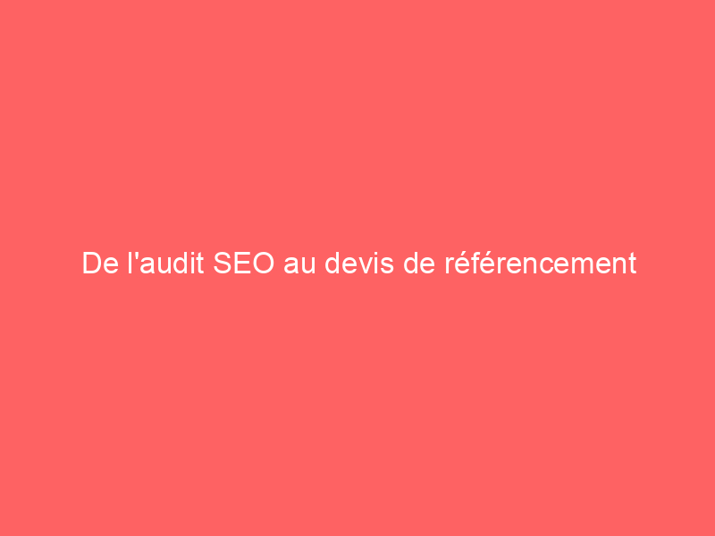 Texte sur fond rouge indiquant 'De l'audit SEO au devis de référencement'.